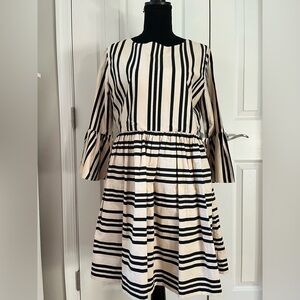 CAARA Stripe Bell Sleeve Dress Large NWT